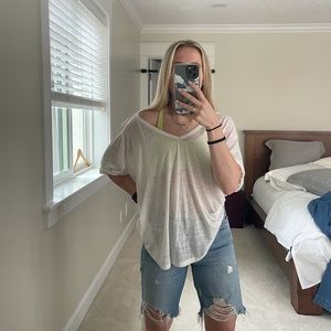 WHITE FREE PEOPLE OVERSIZED TEE